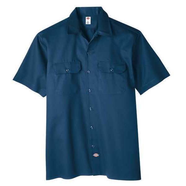 Dickies Short Sleeve Work Shirt, Twill, Navy, 2X 2574NV RG 2XL