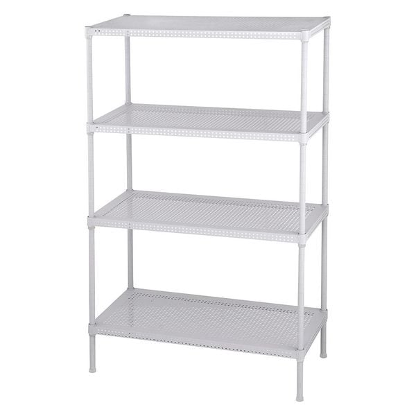 Zoro Select Metal Shelving Unit, 12"D x 24"W x 35"H, 4 Shelves, Steel