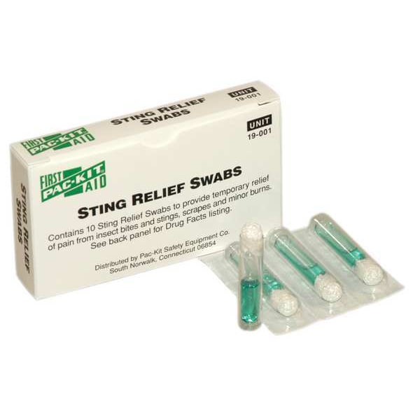First Aid Only Sting Relief, Packet, 2-1/8 In., PK10 19-001