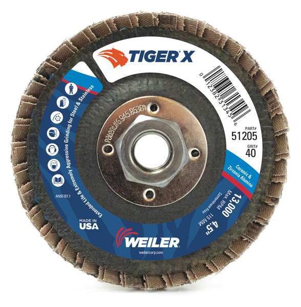 Weiler Flap Disc, 7 in. x 80 Grit, 8600 RPM 98918