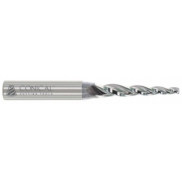 Conical Tool Tapered End Mill, HSS, 0.094in, 2-5/8inL, RH E-102