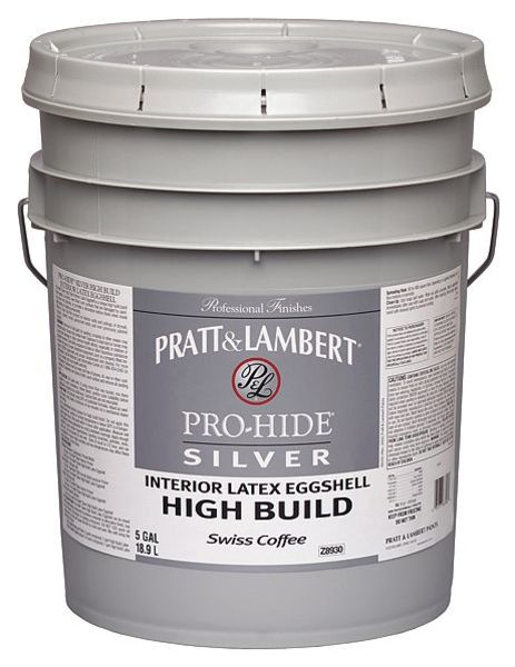 Pratt & Lambert Interior High Build Paint, Eggshell, Latex Base, Foxen, 5 gal 0000Z8910-20