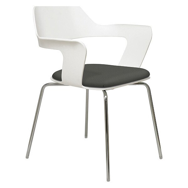 Kfi Stack Chair, Flx Ply Shll, Wht/Grpht 2500WHITEGRAPHITE Zoro