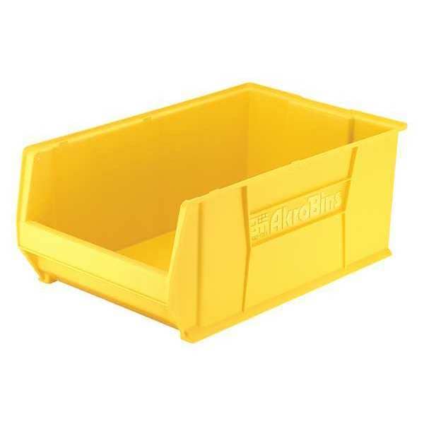 Akro-Mils Storage Bin, Yellow, Plastic, 29 1/4 in L x 18 3/8 in W x 12 in H, 300 lb Load Capacity 30290YELLO