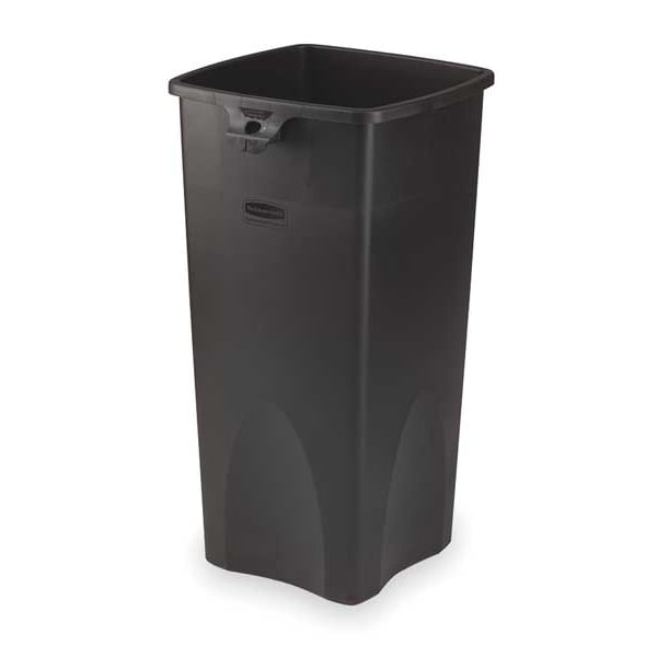 Rubbermaid Commercial 23 gal Square Trash Can, Black, 15 1/2 in Dia, None, Polyethylene FG356988BLA