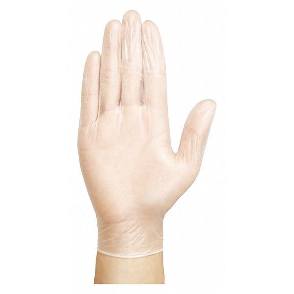 Condor Disposable Gloves, vinyl, Powdered, Clear, Xl, 100 PK 3BA39