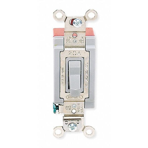 Hubbell Wiring Device-Kellems Wall Switch, 4-Way, 120/277V, 20A, Gry, Toggl 1224GY