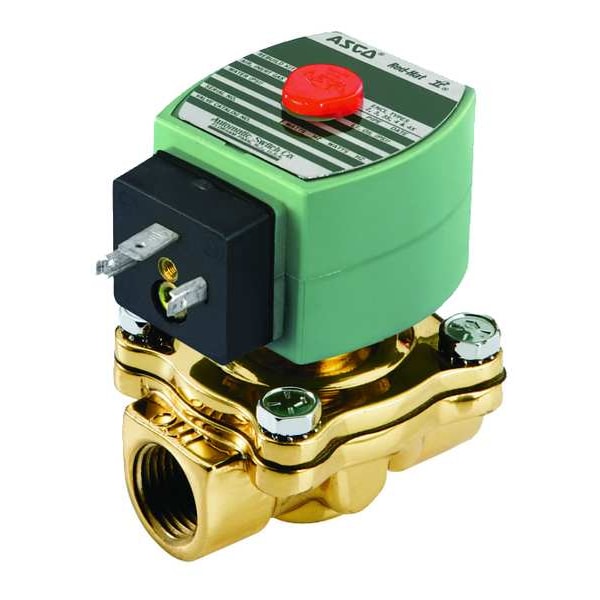 Redhat 120V AC Brass Solenoid Valve, Normally Closed, 1/2 in Pipe Size SC8210G002