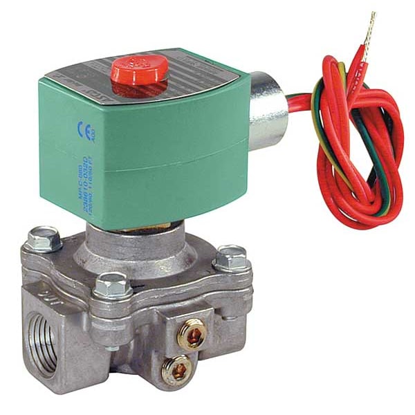 Redhat 120V AC Aluminum Fuel Gas Solenoid Valve with Test Port, Normally Open, 1/2 in Pipe Size 8214G023