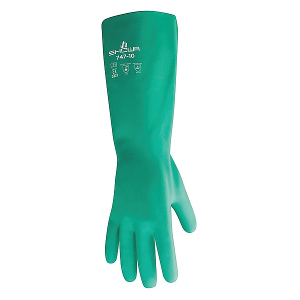 Showa 19" Chemical Resistant Gloves, Nitrile, 7, 1 PR 747-07