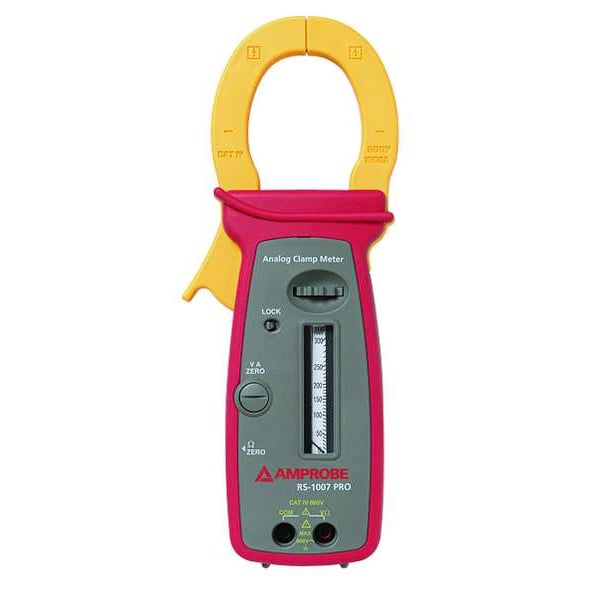 Amprobe Clamp Meter, Rotary Scale, 1,000 A, 1.9 in (48 mm) Jaw Capacity, Cat IV 600V Safety Rating RS-1007 PRO