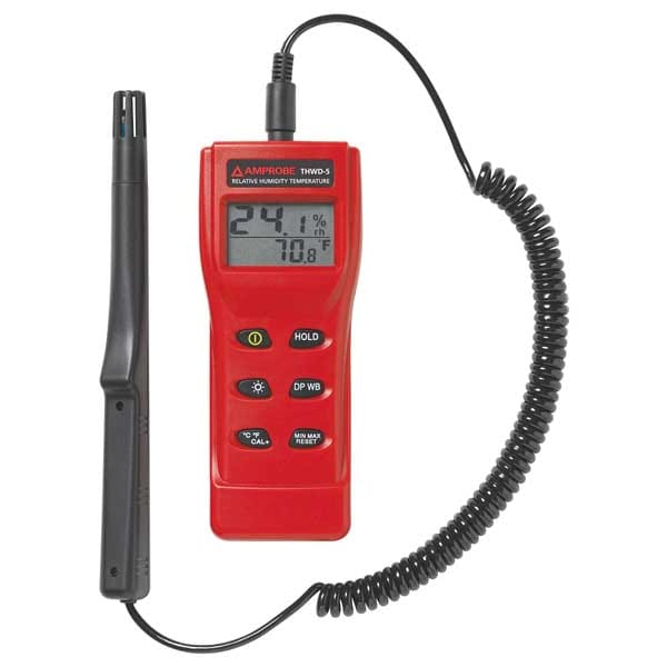 Amprobe Temp/Humdty Mtr, 0 to 100 per Rel Hum Rng THWD-5