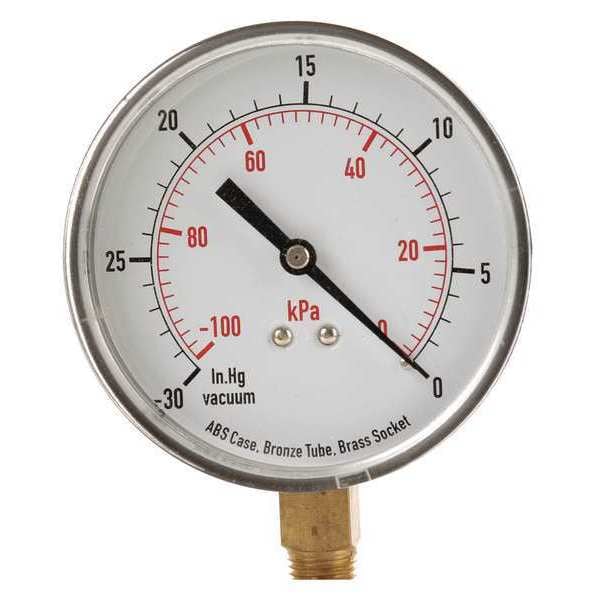Zoro Select Vacuum Gauge, Test, 31/2 In 4FLX3 Zoro