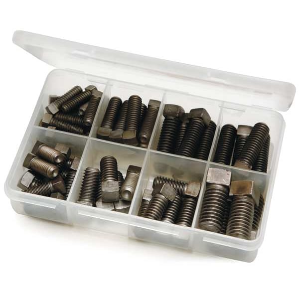 Zoro Select Set Screw Assortment, Steel, Black Oxide Finish, 60