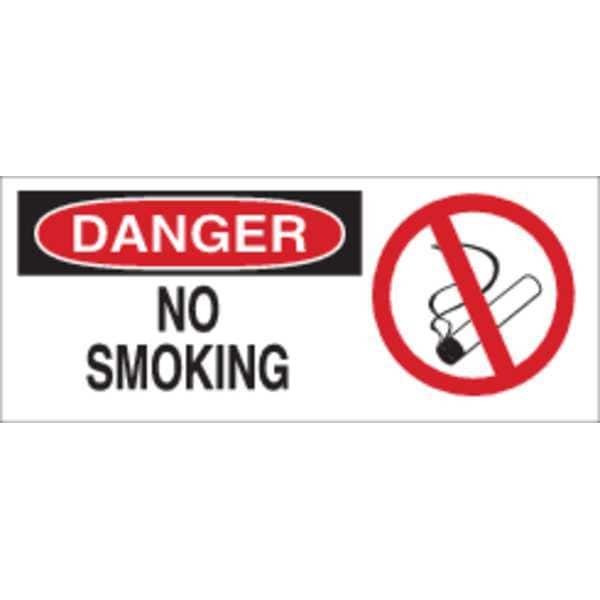 Brady Danger No Smoking Sign, 7" Height, 17" Width, Fiberglass, Rectangle, English 95269