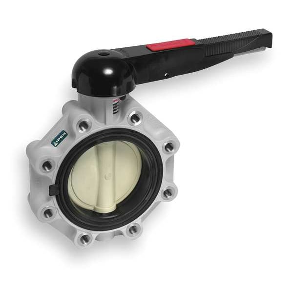 Zoro Select Butterfly Valve, Lug, 3 In, Poly, EPDM FKLM110