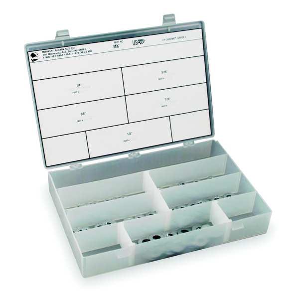 Zoro Select Carriage Bolt Assortment, Steel, Chrome Plated Finish MK571