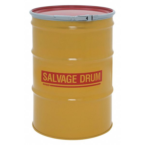 Zoro Select Open Head Salvage Drum, Steel, 55 gal, Unlined, Yellow HM5502Q