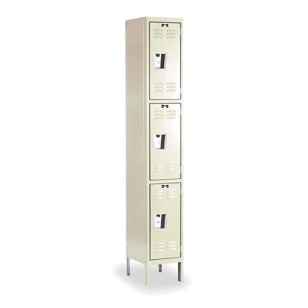 Hallowell Wardrobe Locker, 12 in W, 18 in D, 78 in H, (1) Wide, (3) Openings, Tan U1288-3G-A-PT