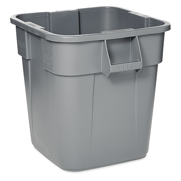 Rubbermaid 28 gal. LLDPE Square Trash Can, Gray FG352600GRAY