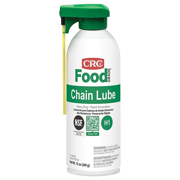 Crc Food Grade Chain Lubricant, H1 Food Grade, 8 to 325 Degree F, 12 oz