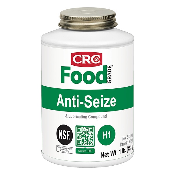 Crc Food Grade AntiSeize, H1 Food Grade, 16 oz BrushTop Can, White
