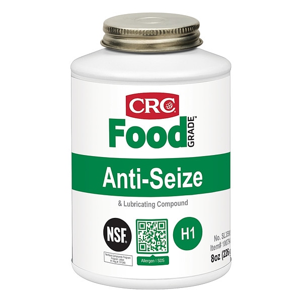 Crc Food Grade AntiSeize, H1 Food Grade, 8 oz BrushTop Can, White