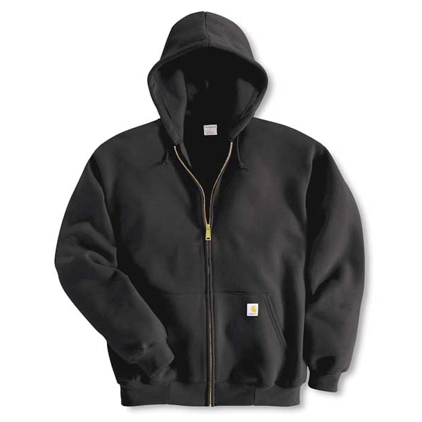 Carhartt Hooded Sweatshirt, Black, Cotton/PET, 2XL K122-BLK XXL REG