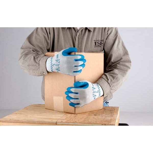 Showa Coated Gloves, Natural Rubber Latex, Crinkled, Palm, 4