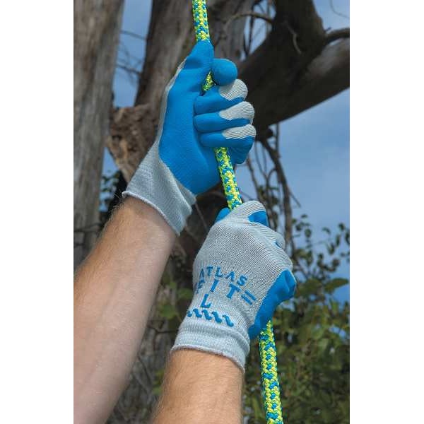Showa Coated Gloves, Natural Rubber Latex, Crinkled, Palm, 4