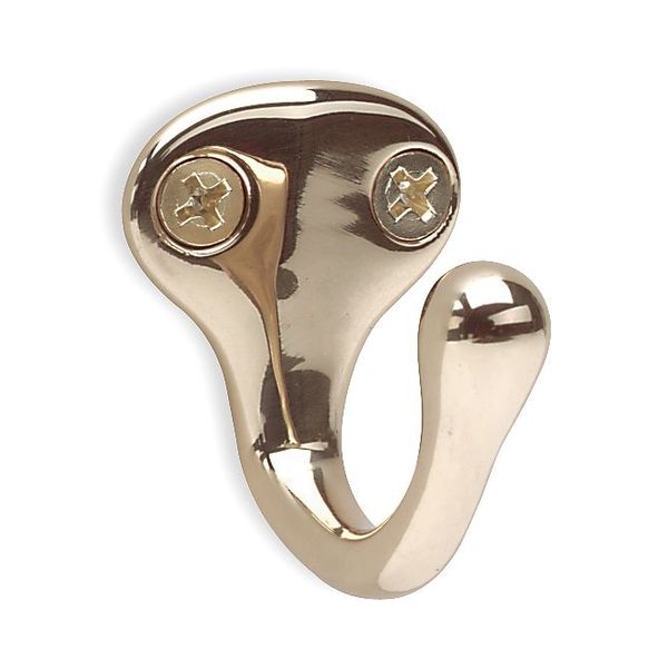 Zoro Select Coat and Garment Hook, Brass, 1-1/8 In 4JH10