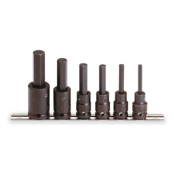 Proto J74252 83.95 1/2 in Drive Hex Bit Impact Socket Set, Metric, 6 pcs