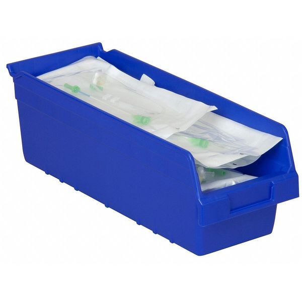 Akro-Mils 30098Blue Plastic Shelf Storage Bin - 6"H X 6-5/8"W X 17"D, Blue