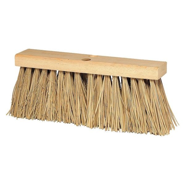 Tough Guy 16 in Sweep Face Broom Head, Stiff, Natural, Brown 4KNC7