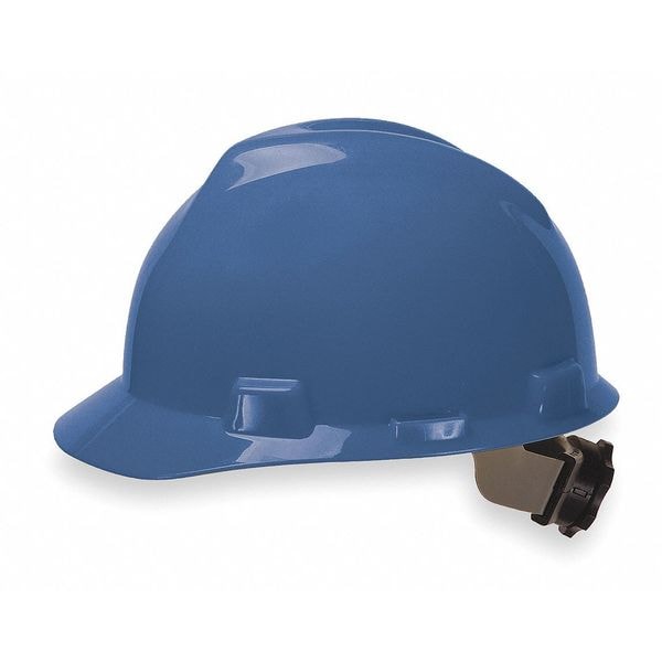 Msa Safety V-Gard Front Brim Hard Hat, Type 1, Class E, Ratchet (4-Point), Blue 475359