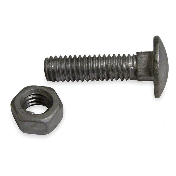 Zoro Select Carriage Bolt, Round Head, Square Neck, Steel