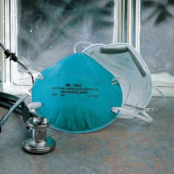 3M N95 Disposable Healthcare Respirator, Universal, Green, PK20 1860