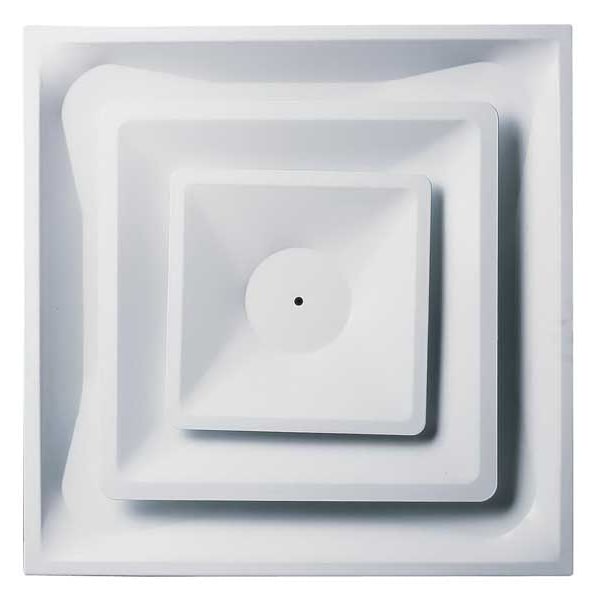Zoro Select 8 in Square 2 Cone Ceiling Diffuser, White 4MJU3