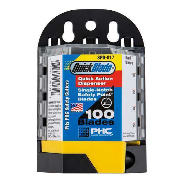 Pacific Handy Cutter Safety Blades w/Dispenser, PK100 SPD-017