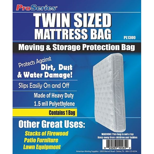 Zoro Select 87" x 39" Mattress Bags, 1.50 mil, Clear 4NZF7