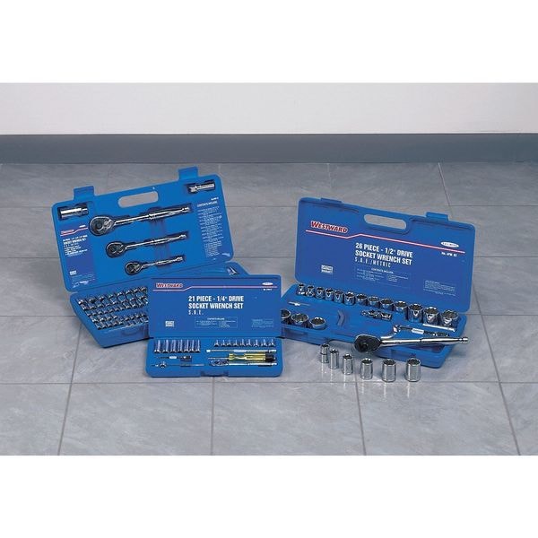 Westward Socket Wrench Set, SAE, 1/4