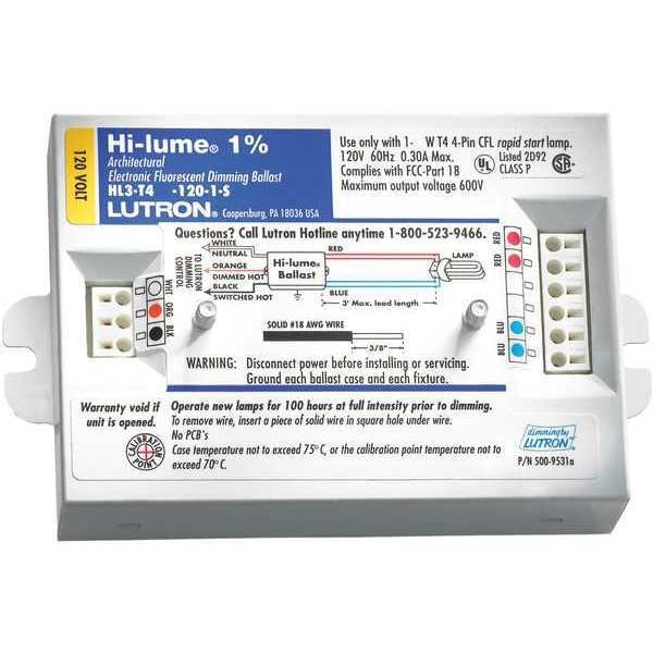 Lutron Dimming Ballast, 120VLamp HL3-T426-120-1-S | Zoro