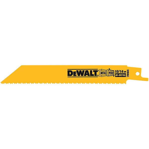 Dewalt 6" 10/14 TPI Straight Back Bi-Metal Reciprocating Blade (5 pack) DW4845