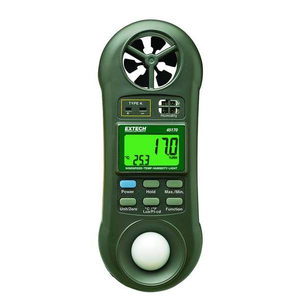 Extech Anemometer with Humidity, 80 to 5910 fpm 45170 Zoro