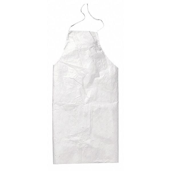 Dupont Tyvek 400 Disposable Bib Apron, Polyethylene, 5.9 mil Thick, White, Universal Size, 100 Pack TY273BWH00010000