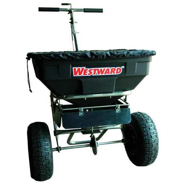 Westward 125 lbs Cap Broadcast Spreader For Rock Salt/Fertilizer/Grass