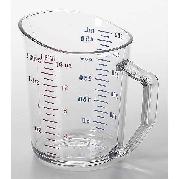 Liquid Measuring Cup, 1 Pint, Clear, PK12