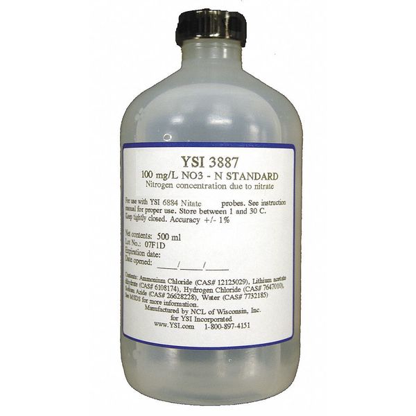 Ysi Cal Solution, Nitrate, 1 mg/L, 500 mL 3885