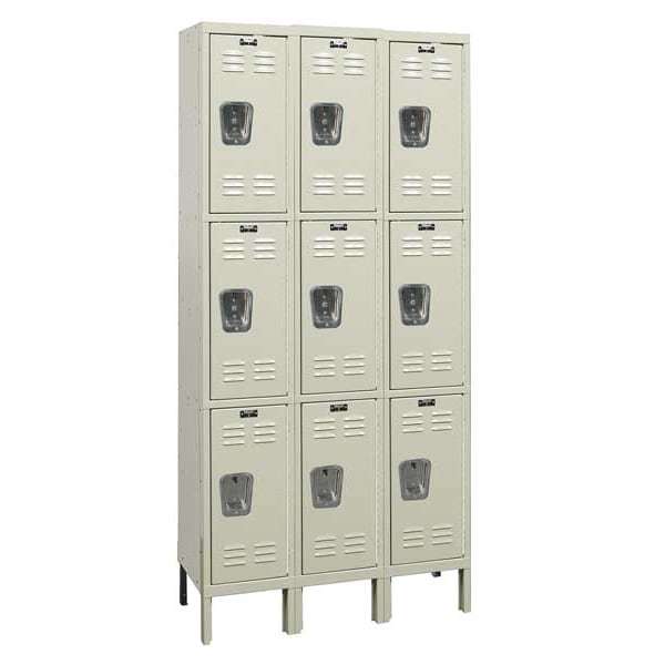 Hallowell Wardrobe Locker, 36 in W, 15 in D, 78 in H, (3) Tier, (3