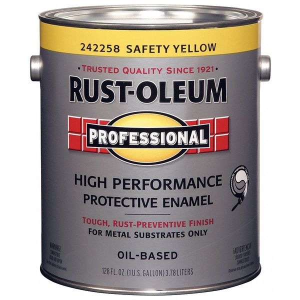 RustOleum Interior/Exterior Paint, Gloss, Oil Base, Safety Yellow, 1